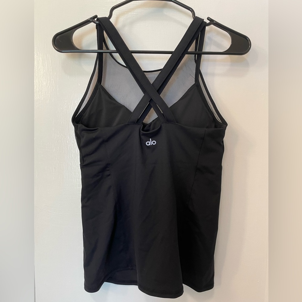ALO Yoga Carmen Bra Tank Mesh Black Medium